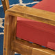 GDF Studio Christian Outdoor Acacia Wood Loveseat/Coffee Set, Teak Finish/Red
