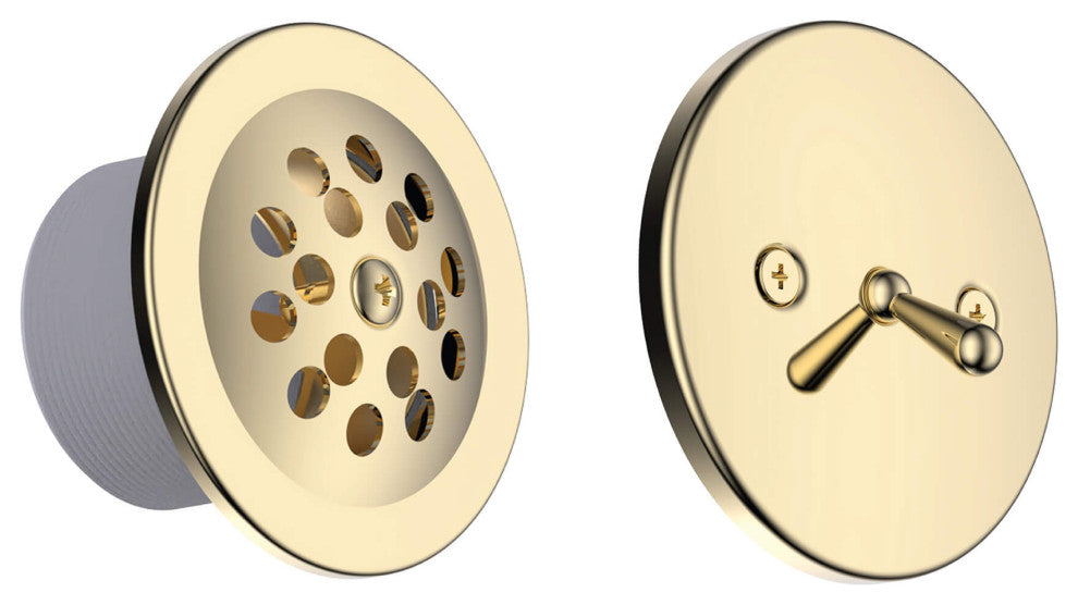 Bathtub Shower Drain Brass Tubing, Trip Lever Overflow Assembly, Polished Gold