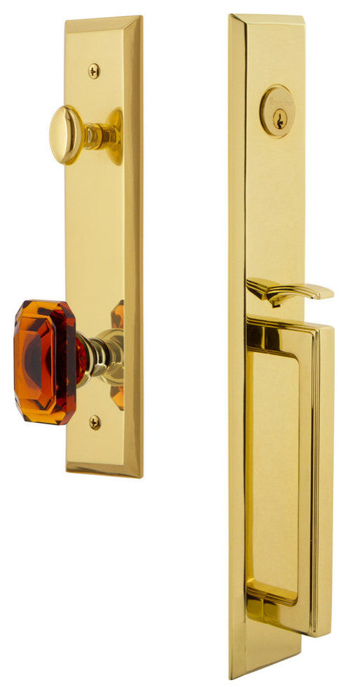 Fifth Avenue 1-Piece Dummy Handleset, D Grip and Baguette Amber Knob, 849252