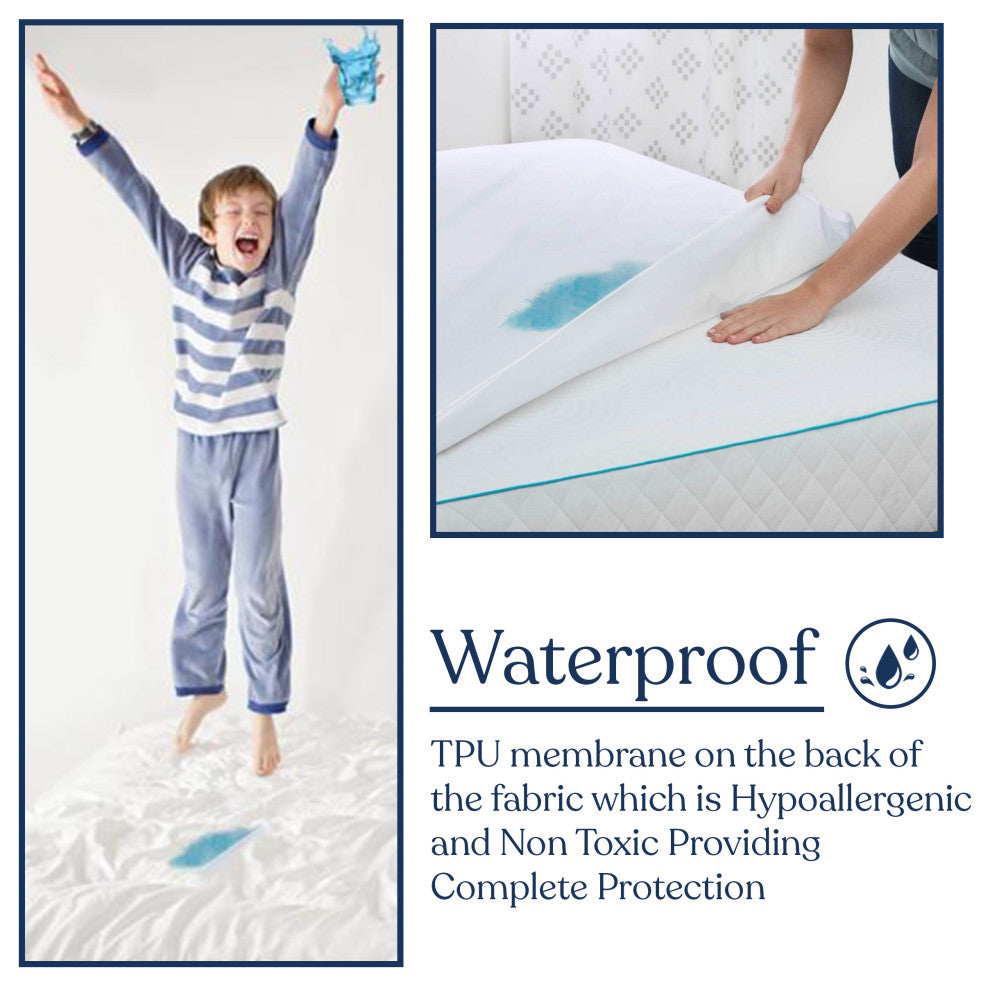 Delara Organic Cotton Waterproof Ultra Soft 300TC Mattress Protector, Full, 54"x75"