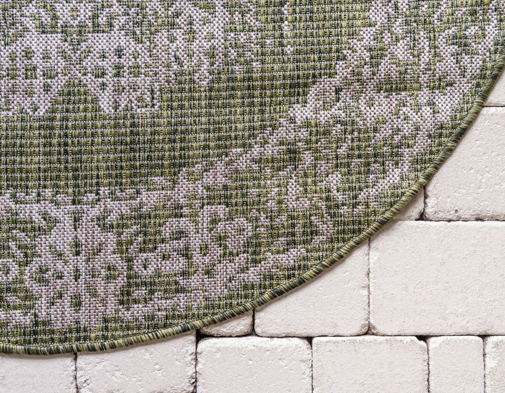 Unique Loom Aqua Blue Timeworn Outdoor Area Rug, Green, Beige, 4' X 4'