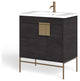 Lockhart Bath Vanity, Black Oak, 30", Satin Brass Hardware, Single Sink, Freestanding