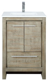 Lafarre 24" Rustic Acacia White Quartz Top, White Sink, and Monte Chrome Faucet