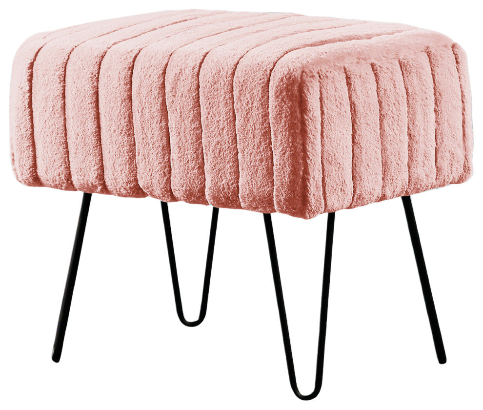 Serenta Super Mink Ottoman, Soft Pink, 19''x13''x17''
