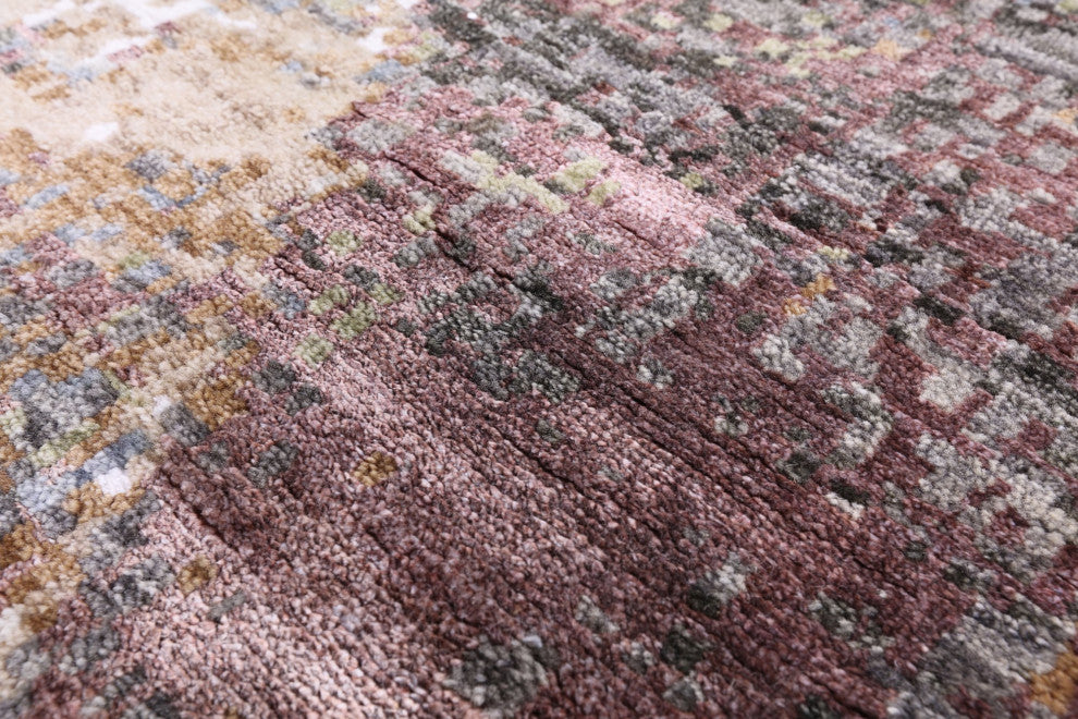 10' 1" X 14' 1" Modern Wool & Silk Handmade Rug - Q7207