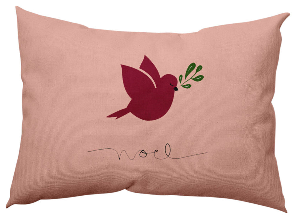 Noel Bird Decorative Throw Pillow, Pink, 14"x20"