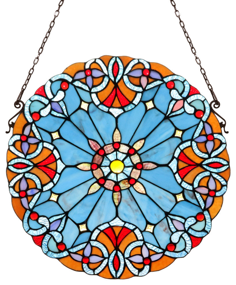 Amiya Tiffany-Style Victorian Stained Glass Window Panel 20" Height