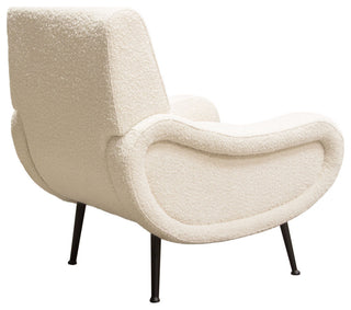 Cameron Accent Chair, Bone Boucle Textured Fabric With Black Leg