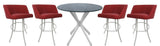 Swivel Counter Metal Pub Set - Joey Stools 26" or 30", Ruby - White, 30", Crackle
