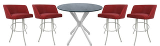 Swivel Counter Metal Pub Set - Joey Stools 26" or 30", Ruby - White, 30", Crackle