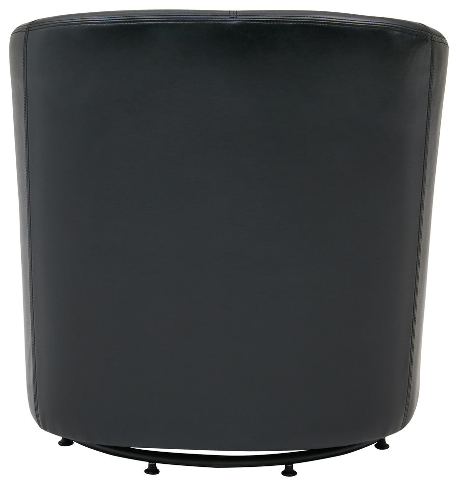 Hayden Swivel Accent Arm Chair, Black, Bonded Leather