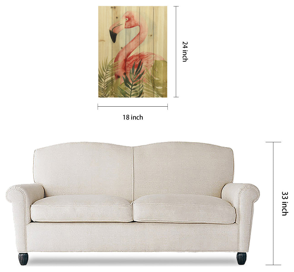 "Watercolor Flamingo Composition II" Wall Art Digital Print on Solid Wood