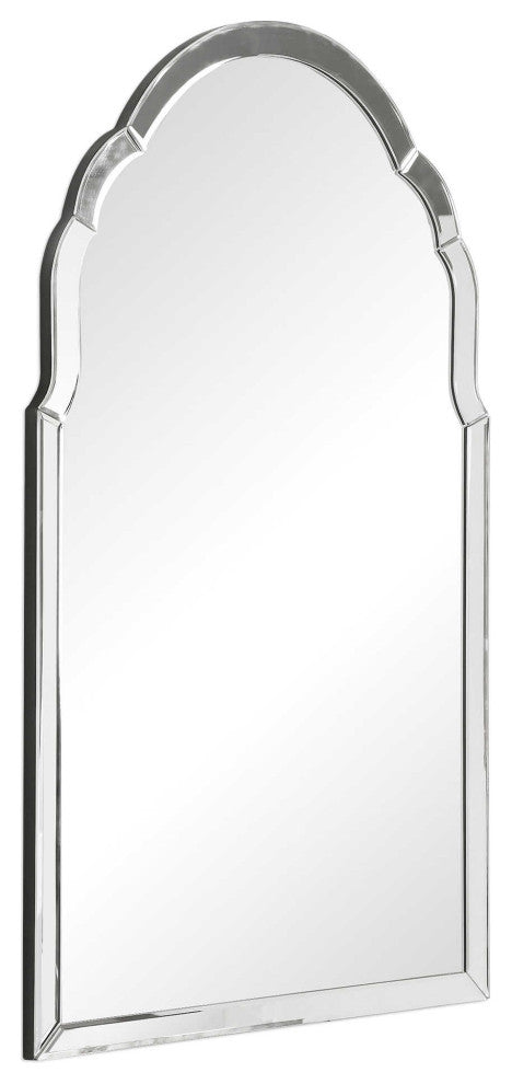 Gorgeous Frameless Venetian Arch Wall Mirror, Vanity Curved Glass Frame