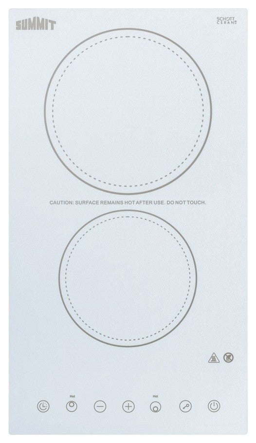 Summit CR2B23T 12"W Built-In Electronic Cooktop - White