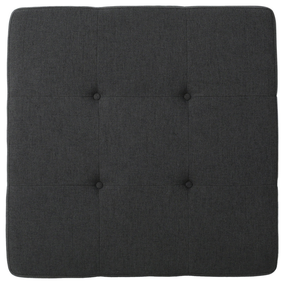 GDF Studio Lou Mid-Century Fabric Ottoman, Oxford Gray