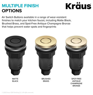 KRAUS Garbage Disposal Air Switch Kit 2 Flat Push Buttons SFS & BB, Kwda-200bb