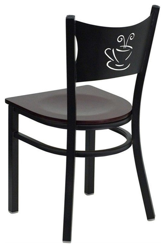 Flash Furniture Hercules Black Back Metal Dining Chair in Mahogany