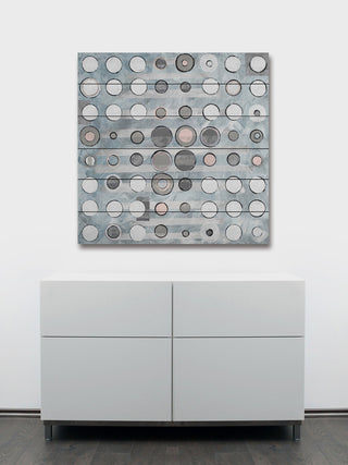 "Uplifting Dots" Painting Print on White Wood
