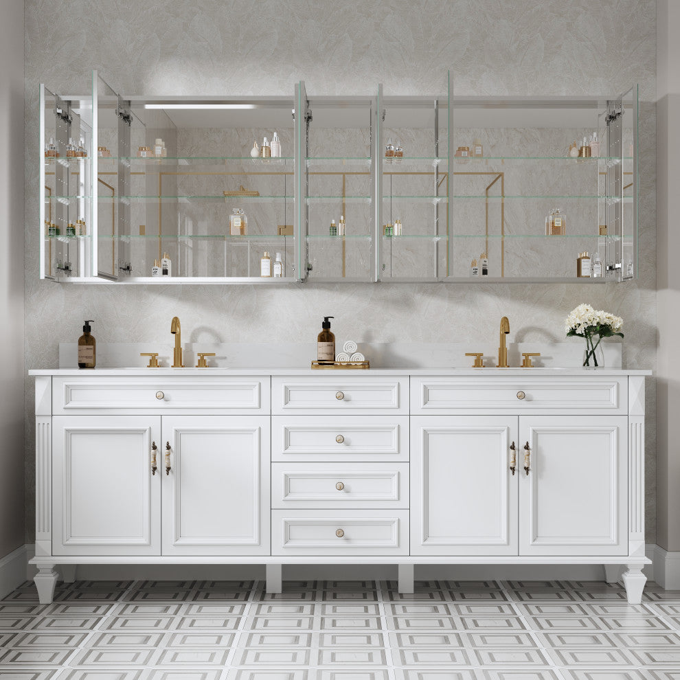 Recessed/Surface Mount Bathroom Medicine Cabinet, Reverse Installation, 92"x30"