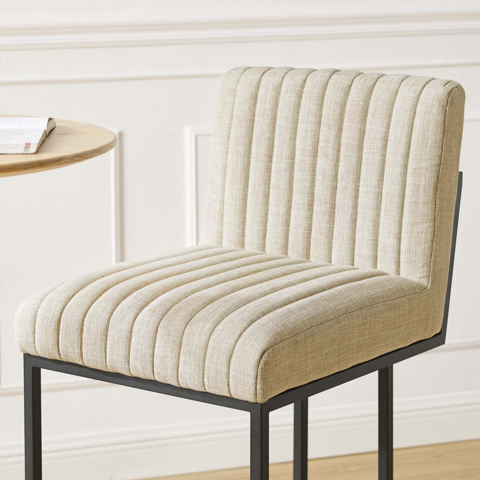 Indulge Channel Tufted Fabric Bar Stools-Beige