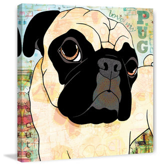 "Pug Mug II" Painting Print on Wrapped Canvas