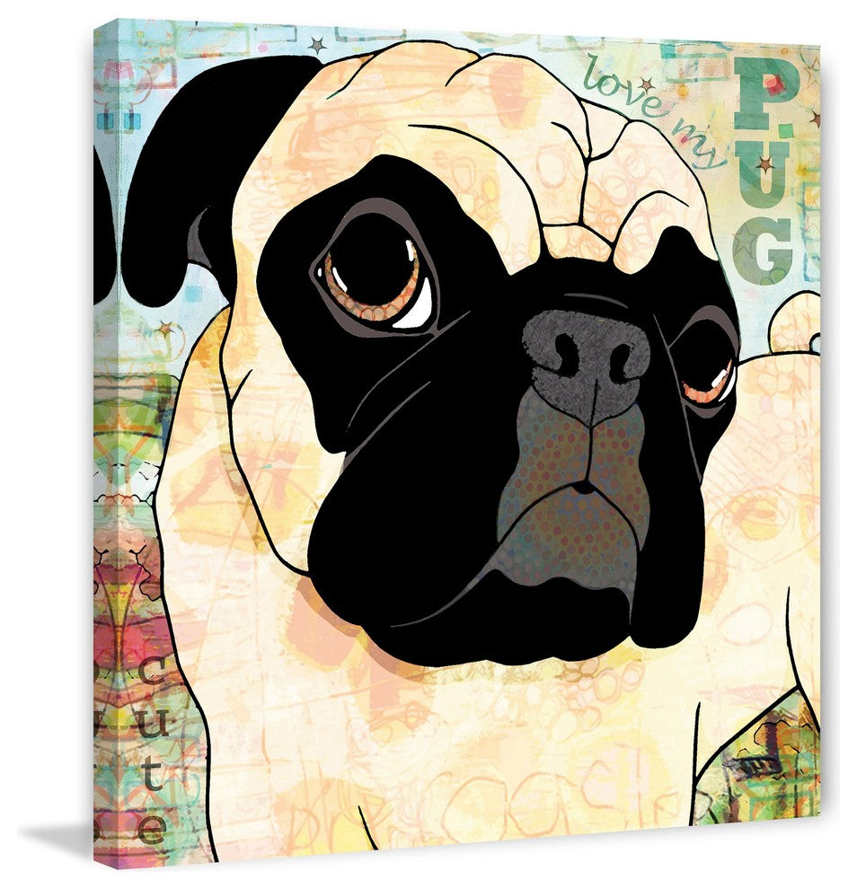"Pug Mug II" Painting Print on Wrapped Canvas