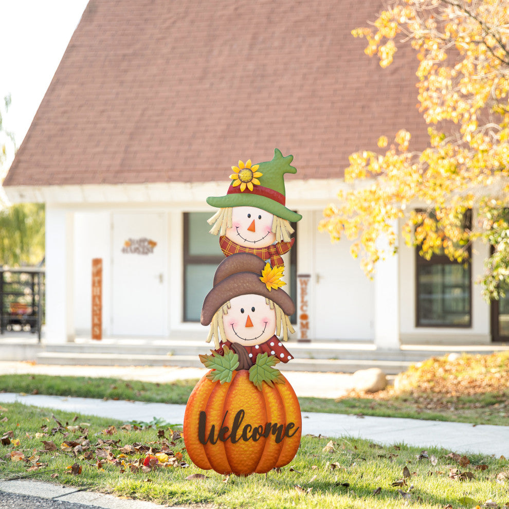 46"H Fall Stacked Scarecrow Yard Stake