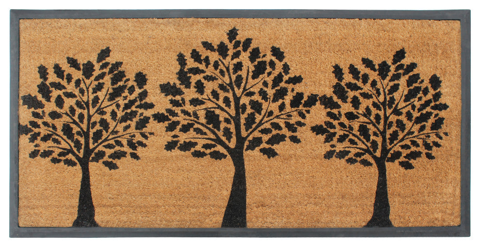 A1HC Designer Hand-Crafted Rubber Coir Double-Single Door Mat, 24"x48"