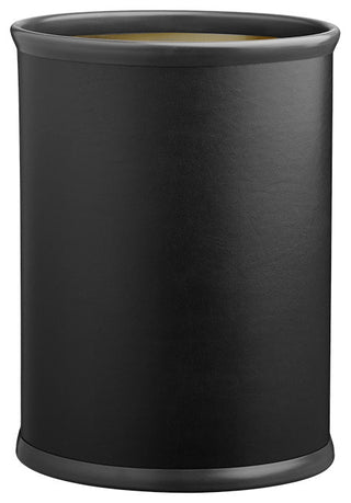 Contempo Black 14" Oval Waste Basket Black Bumper