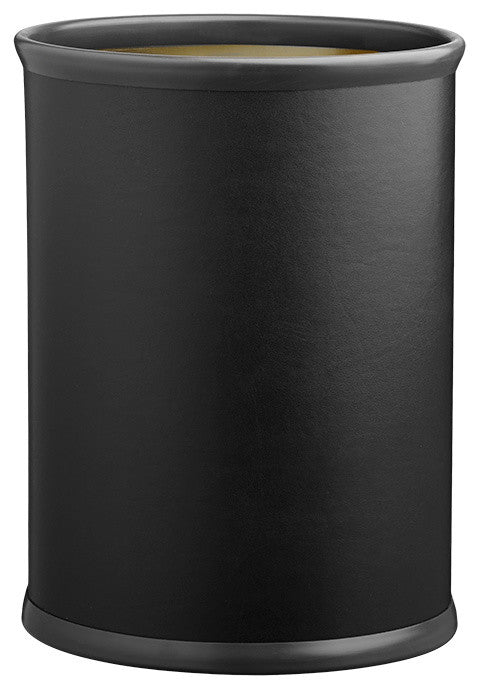 Contempo Black 14" Oval Waste Basket Black Bumper