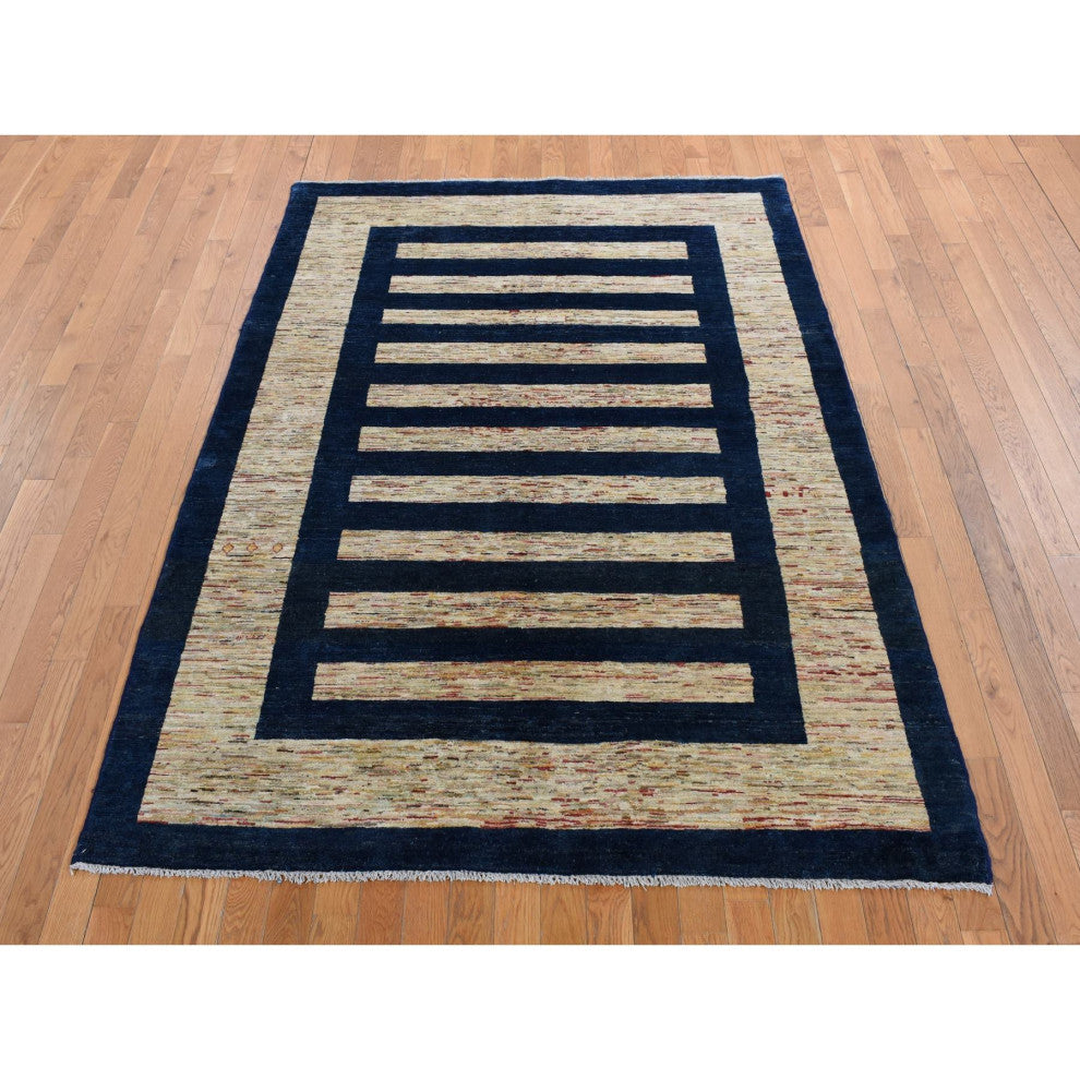 Tan Brown Pure Wool Peshawar Gabbeh Hand Knotted On Clearance Rug 5'7"x8'