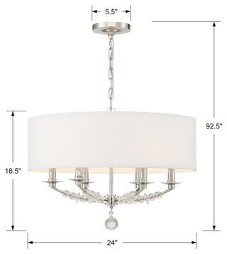 Crystorama 8016-PN, 6-Light Chandelier, Polished Nickel