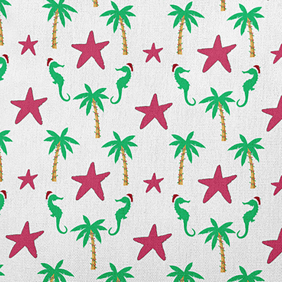 Christmas Beach Pattern Accent Pillow, Holiday Pink, 18"x18"