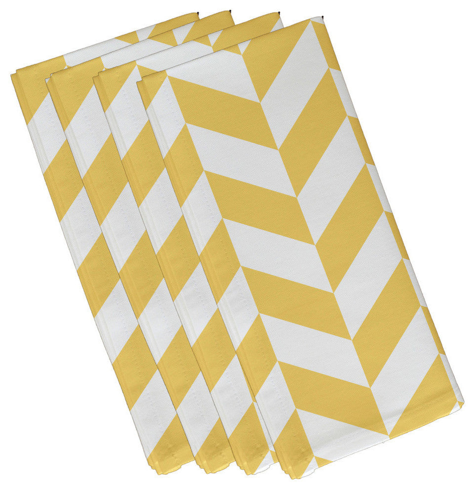 Zigzag Jag Geometric Print Napkin, Lemon, Set of 4