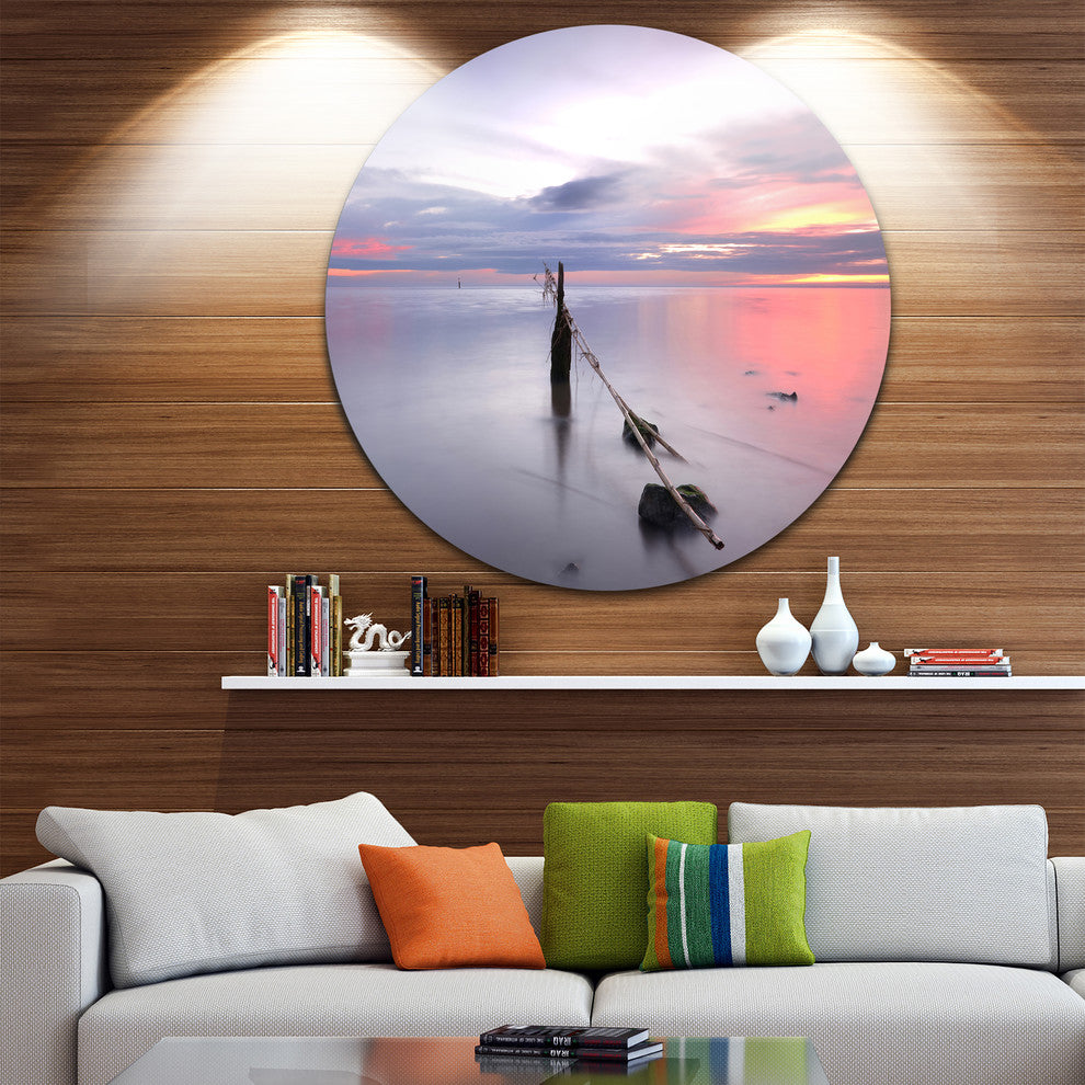 Lazy River At River Tejo Sacavem, Seascape Round Wall Art, 23"