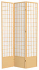 7' Tall Window Pane Shoji Screen, Natural, 3 Panels