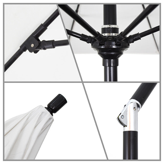 9' Matted Black Collar Tilt Lift Fiberglass Rib Aluminum Umbrella, Olefin, Woven Granite