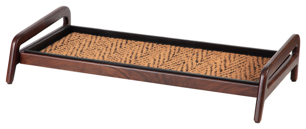 Single-Tier Brown Stand With 3-Pair Rubber Boot Tray Irish Lion