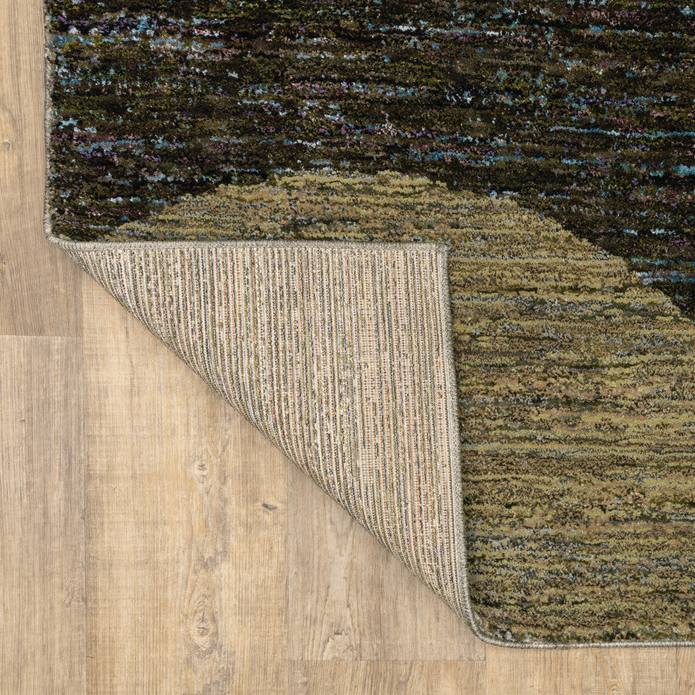 Sadie Geometric Power-Loomed Area Rug, Gold/Green, 2'3"x8'