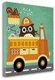 "Owl In Firetruck And Squirrel" By Nancy Lee, Giclee on Gallery Wrap Canvas