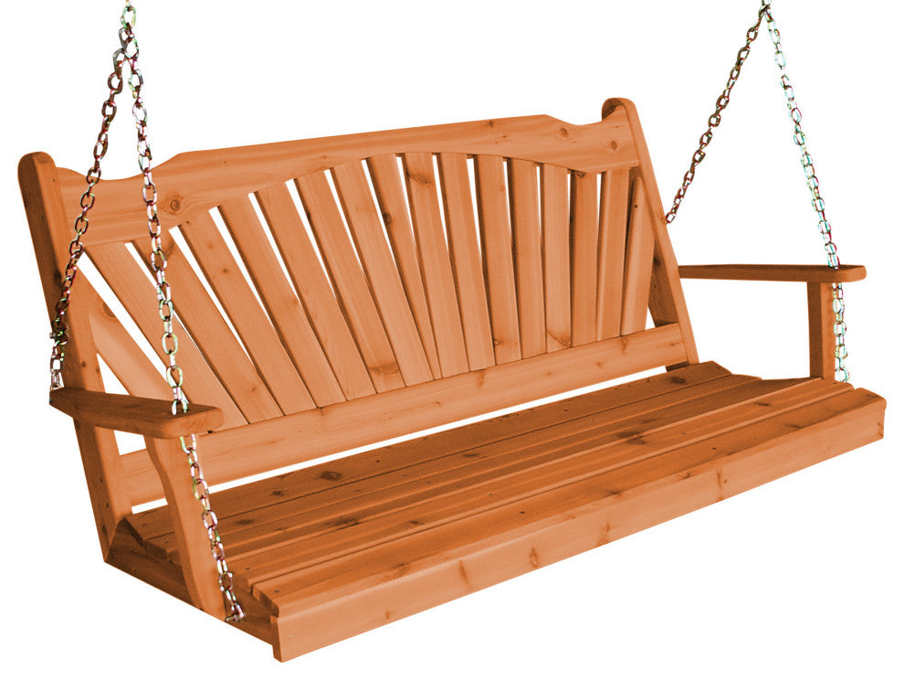 Cedar Fanback Porch Swing, Cedar Stain, 6 Foot