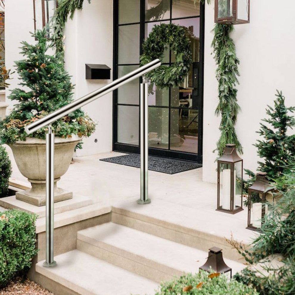 Stainless Steel Handrail Silver Outdoor Stair Railing, 39.4in/100cm