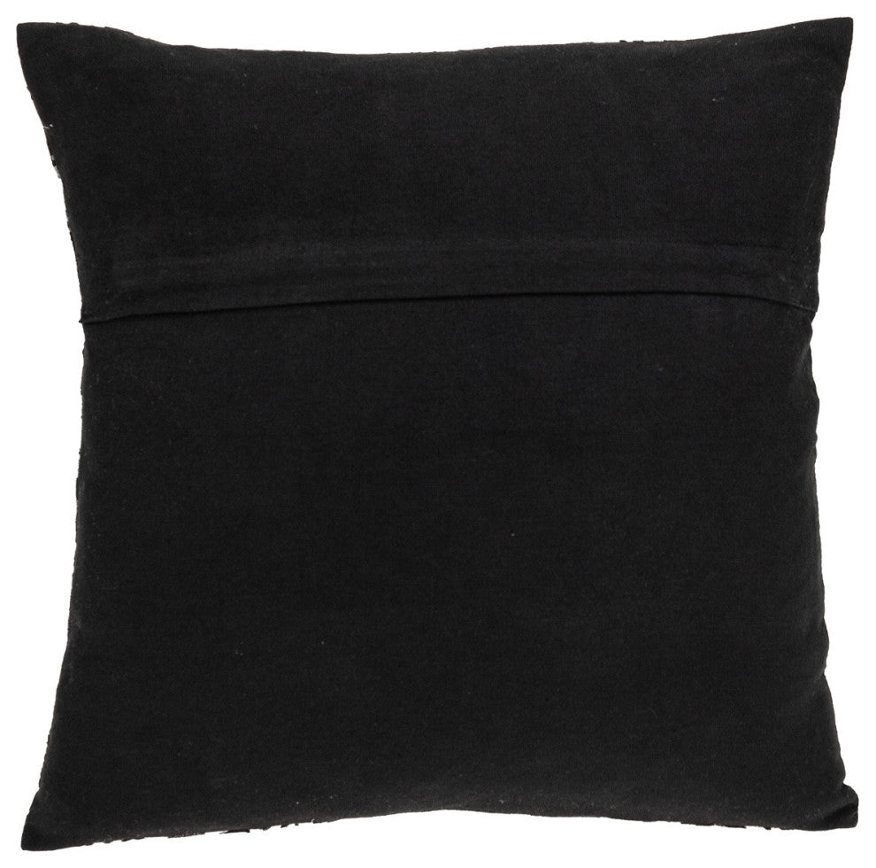 Jet Black and White Geo Throw Pillow