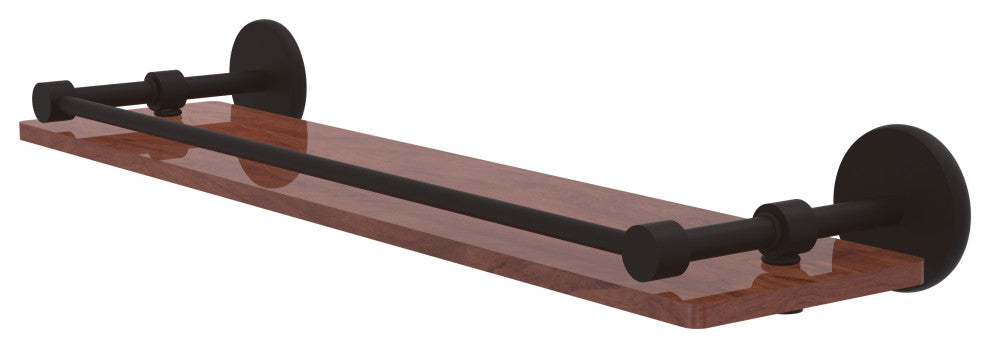 Prestige Skyline 22" Solid Wood Shelf with Gallery Rail, Oil Rubbed Bronze