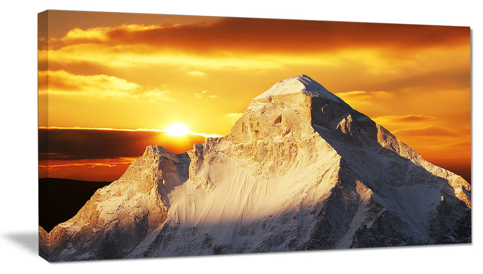 Shivling Garhwal Himalaya At Sunset, Landscape Canvas Art Print, 32"x16"