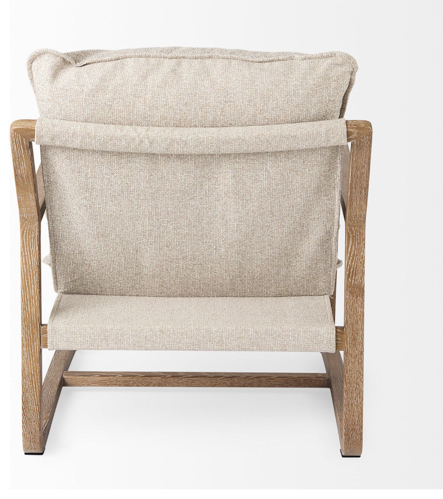 Brayden Beige Fabric Seat w/ Light Brown Solid Wood Accent Chair