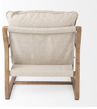 Brayden Beige Fabric Seat w/ Light Brown Solid Wood Accent Chair