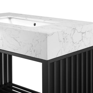 Gridiron 36" Bathroom Vanity, White Black