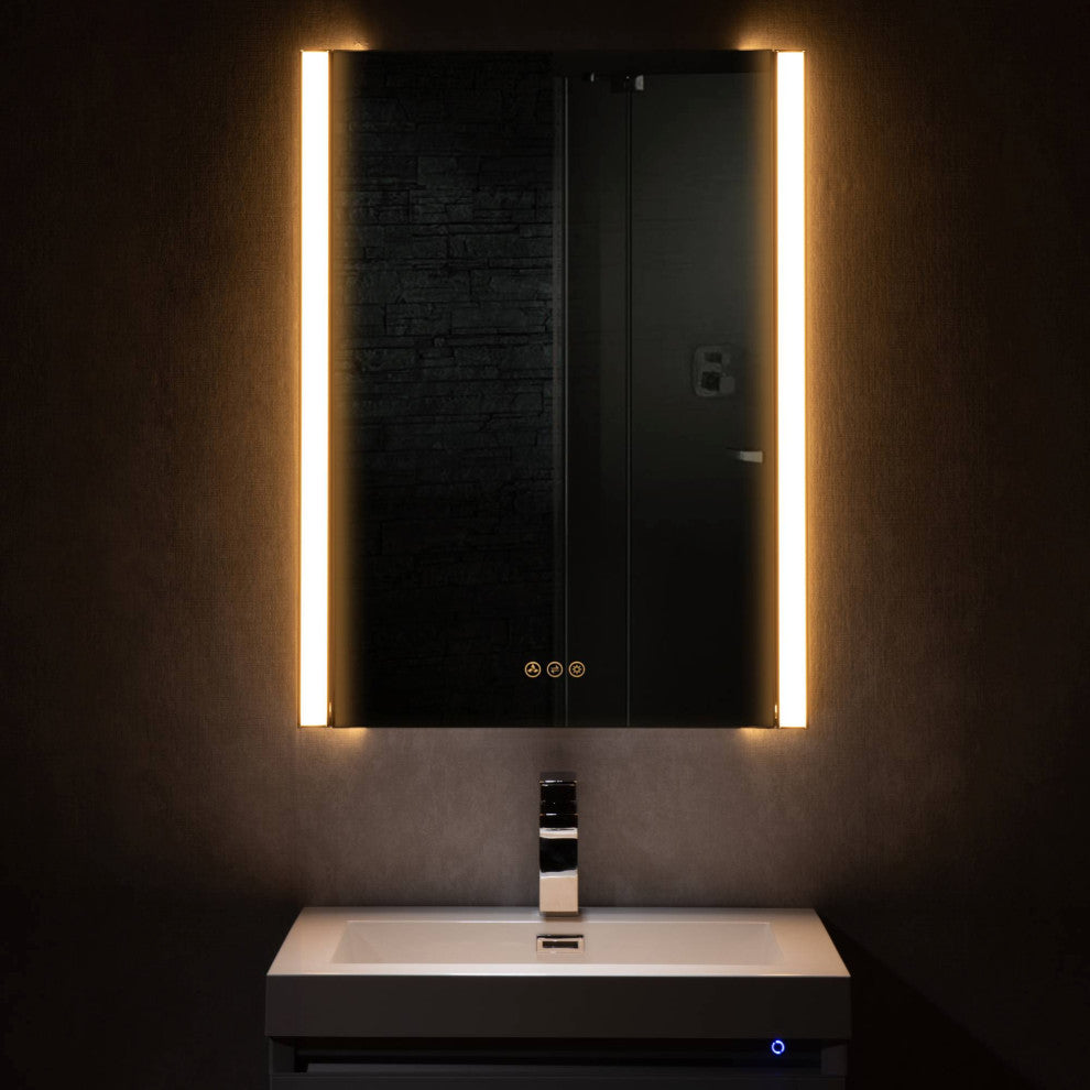 LED Antifog Bathroom Mirror, Dimmer, Adjustable Color, Chrome, 24x32