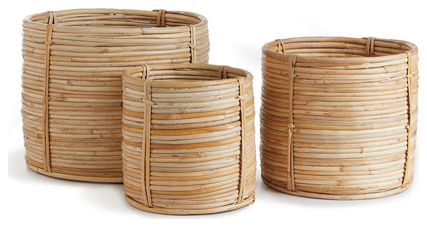 Cane Rattan Mini Round Baskets, Set of 3